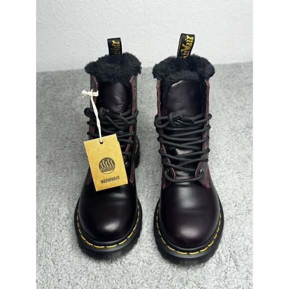 NWT Doc Martens 1460 Serena Oxblood s Boots Women's US Size 5 Faux Fur Lining - Picture 3 of 9